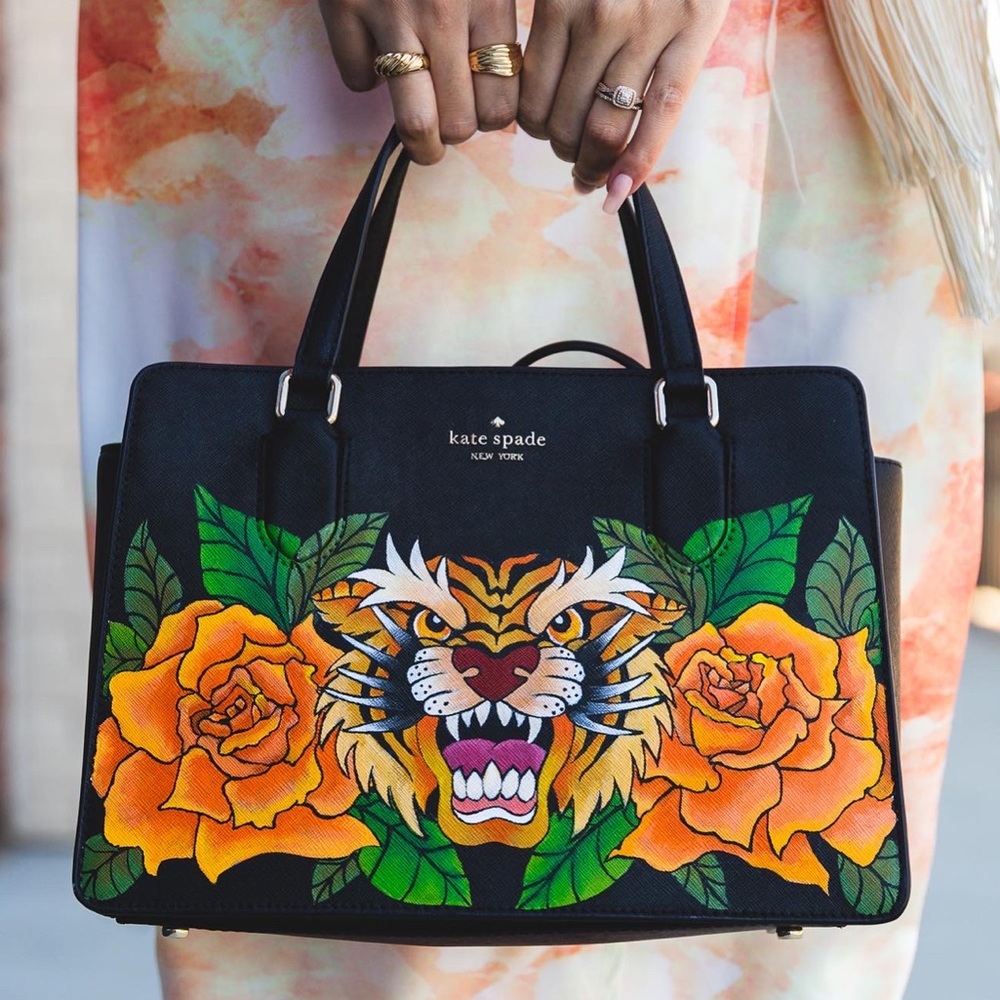 “Tigris Satchel” hand painted one of a kind bag